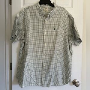 Timberland Button Down Shirt Plaid Short Sleeve Mens XXL Green Holiday Career